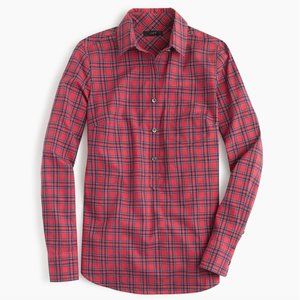 J.Crew Womens Popover Shirt Size 4 Red Plaid